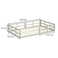 Bodenbett aus Metall Minno Greige 205 x 125 cm ohne Matratze Vitalispa