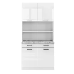 Buffetschrank R-Line Weiß Hochglanz 100 cm , AP Marmor Vicco