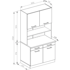 Buffetschrank R-Line Weiß Hochglanz 100 cm , AP Marmor Vicco