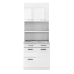 Buffetschrank R-Line Weiß Hochglanz 80 cm , AP Marmor Vicco