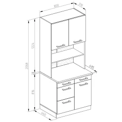Buffetschrank R-Line Weiß Hochglanz 80 cm , AP Marmor Vicco