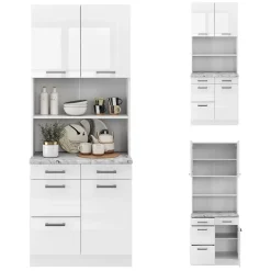 Buffetschrank R-Line Weiß Hochglanz 80 cm , AP Marmor Vicco