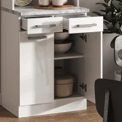 Buffetschrank R-Line Weiß Hochglanz 60 cm , AP Marmor Vicco