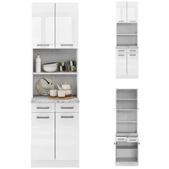 Buffetschrank R-Line Weiß Hochglanz 60 cm , AP Marmor Vicco