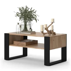 Couchtisch Olli Goldkraft Eiche 92 x 52.4 cm mit Ablage Vicco