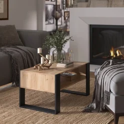 Couchtisch Olli Goldkraft Eiche 92 x 52.4 cm mit Ablage Vicco