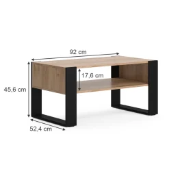 Couchtisch Olli Goldkraft Eiche 92 x 52.4 cm mit Ablage Vicco