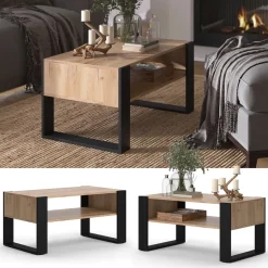 Couchtisch Olli Goldkraft Eiche 92 x 52.4 cm mit Ablage Vicco