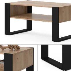 Couchtisch Olli Goldkraft Eiche 92 x 52.4 cm mit Ablage Vicco