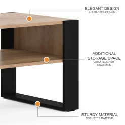 Couchtisch Olli Goldkraft Eiche 92 x 52.4 cm mit Ablage Vicco