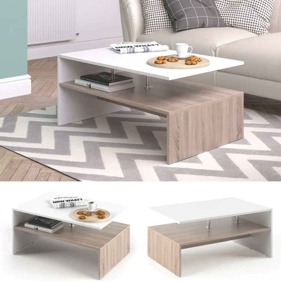 Couchtisch Amato Weiß/Sonoma 90 x 60 cm Vicco