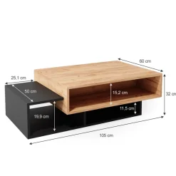 Couchtisch Bari Anthrazit 105 x 60 cm Vicco