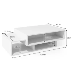 Couchtisch Bari Weiß 105 x 60 cm Vicco