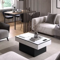 Couchtisch Boto Schwarz 95 x 58 cm Ausziehbar Vicco