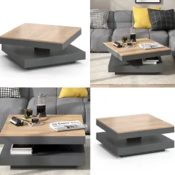 Couchtisch Elias Anthrazit 70 x 70 cm Vicco