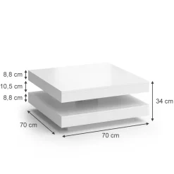 Couchtisch Elias Weiß 70 x 70 cm Vicco