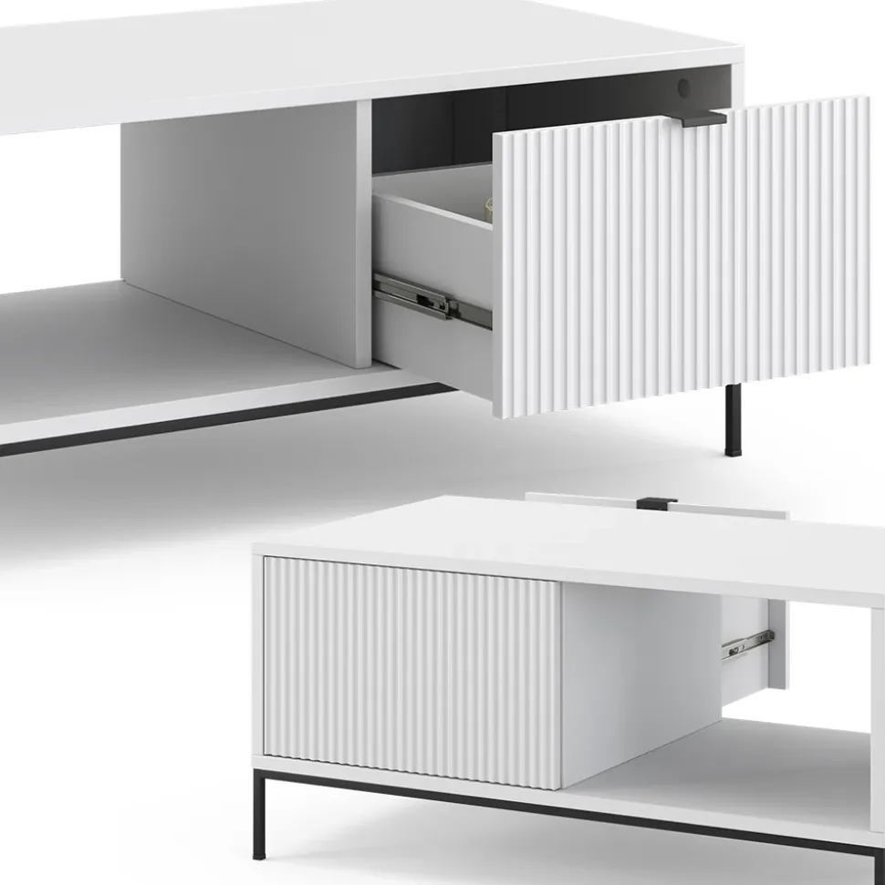 Couchtisch Eliza Weiß 90 x 50 cm mit einer Schublade Vicco