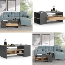 Couchtisch Fabien Goldkraft Eiche 110 x 60 cm Vicco