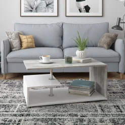 Couchtisch Guillermo Beton/Weiß 91 x 52.6 cm Vicco