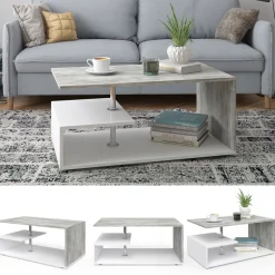 Couchtisch Guillermo Beton/Weiß 91 x 52.6 cm Vicco