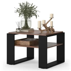 Couchtisch Helm Antikholz 65.6 x 55.8 cm mit Ablage Vicco