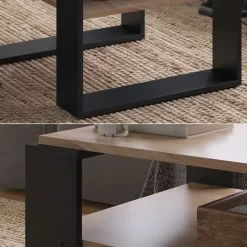 Couchtisch Helm Goldkraft Eiche 65.6 x 55.8 cm mit Ablage Vicco