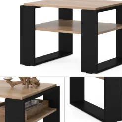 Couchtisch Helm Goldkraft Eiche 65.6 x 55.8 cm mit Ablage Vicco