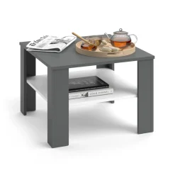 Couchtisch Homer Weiß/Anthrazit 60 x 60 cm Vicco