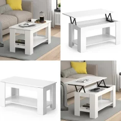 Couchtisch Lorenz Weiß 100 x 50 cm mit Liftfunktion Vicco