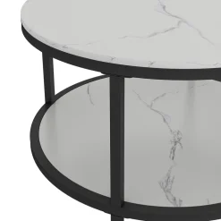 Couchtisch Ontario Marmor Weiß 80 x 80 cm Rund Vicco