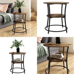 Couchtisch Quebec Antikholz 50 x 50 cm mit Ablage Vicco