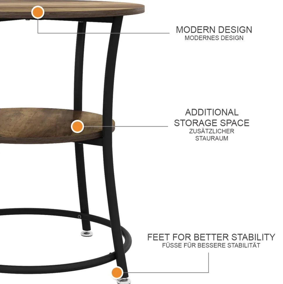 Couchtisch Quebec Antikholz 50 x 50 cm mit Ablage Vicco