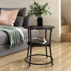 Couchtisch Quebec Marmor 50 x 50 cm mit Ablage Vicco