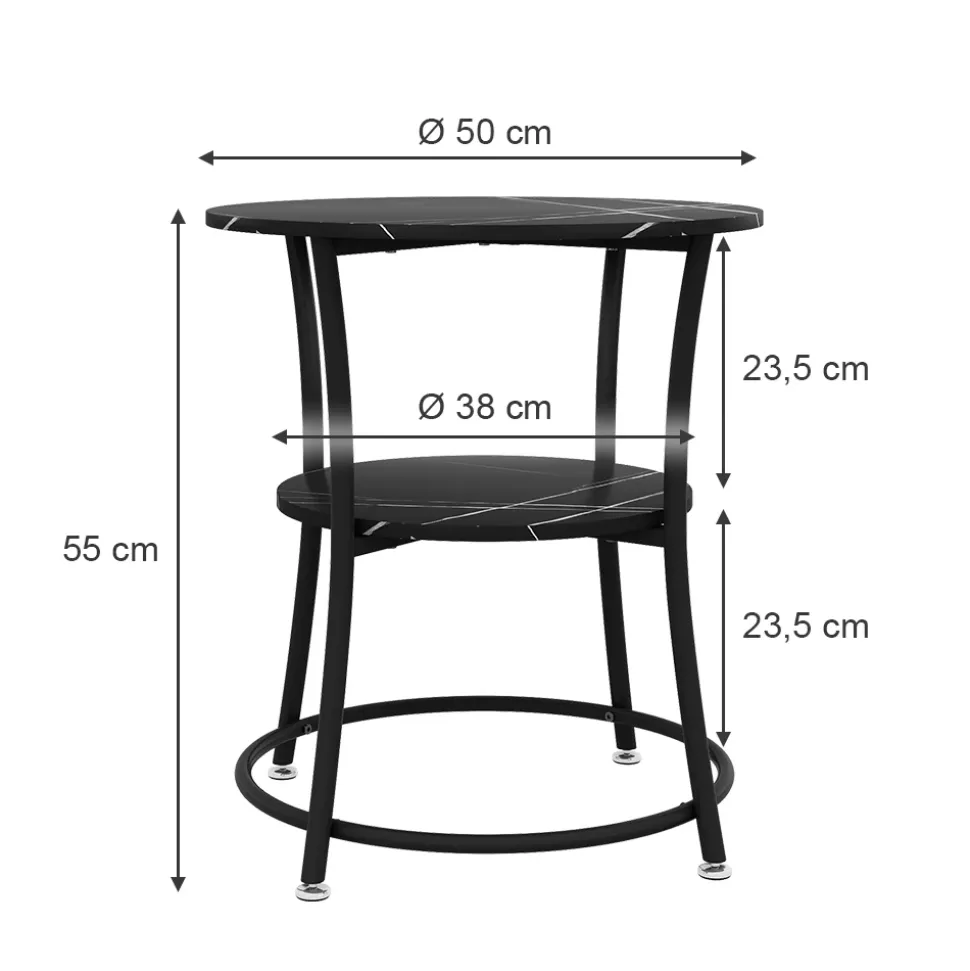 Couchtisch Quebec Marmor 50 x 50 cm mit Ablage Vicco