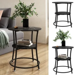 Couchtisch Quebec Marmor 50 x 50 cm mit Ablage Vicco