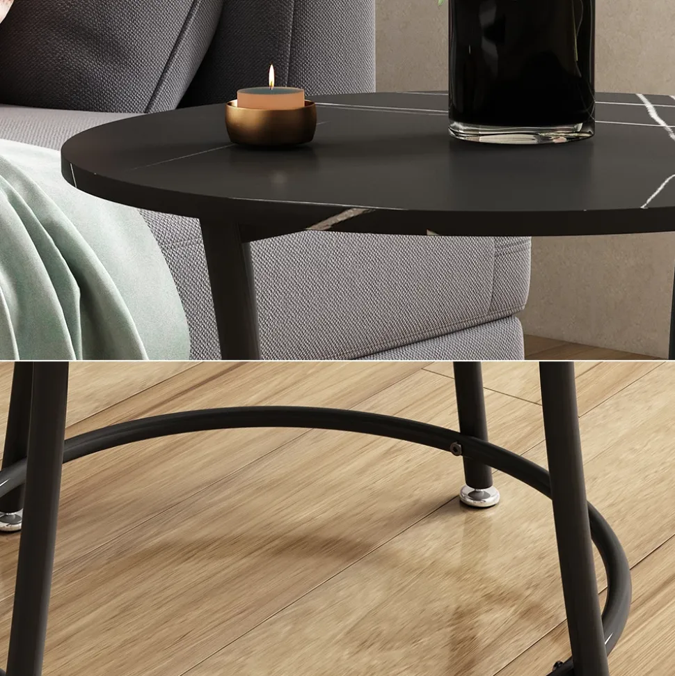 Couchtisch Quebec Marmor 50 x 50 cm mit Ablage Vicco