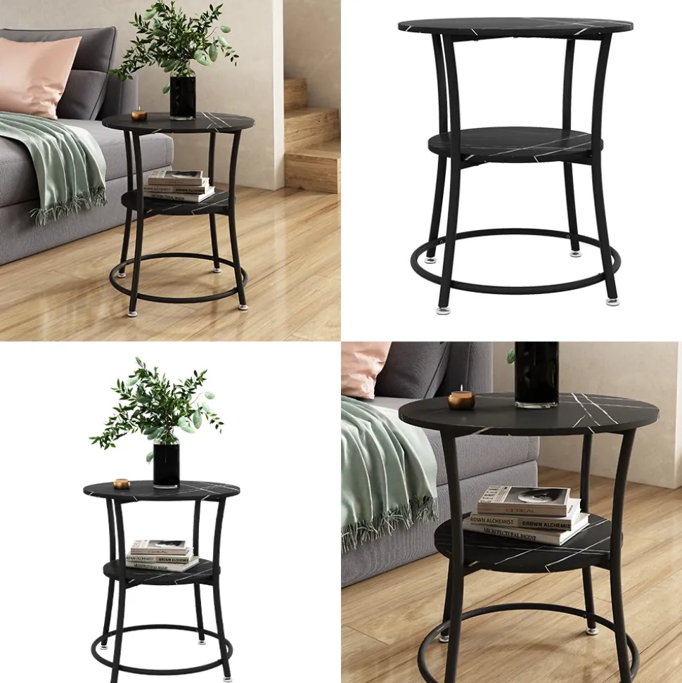 Couchtisch Quebec Marmor 50 x 50 cm mit Ablage Vicco