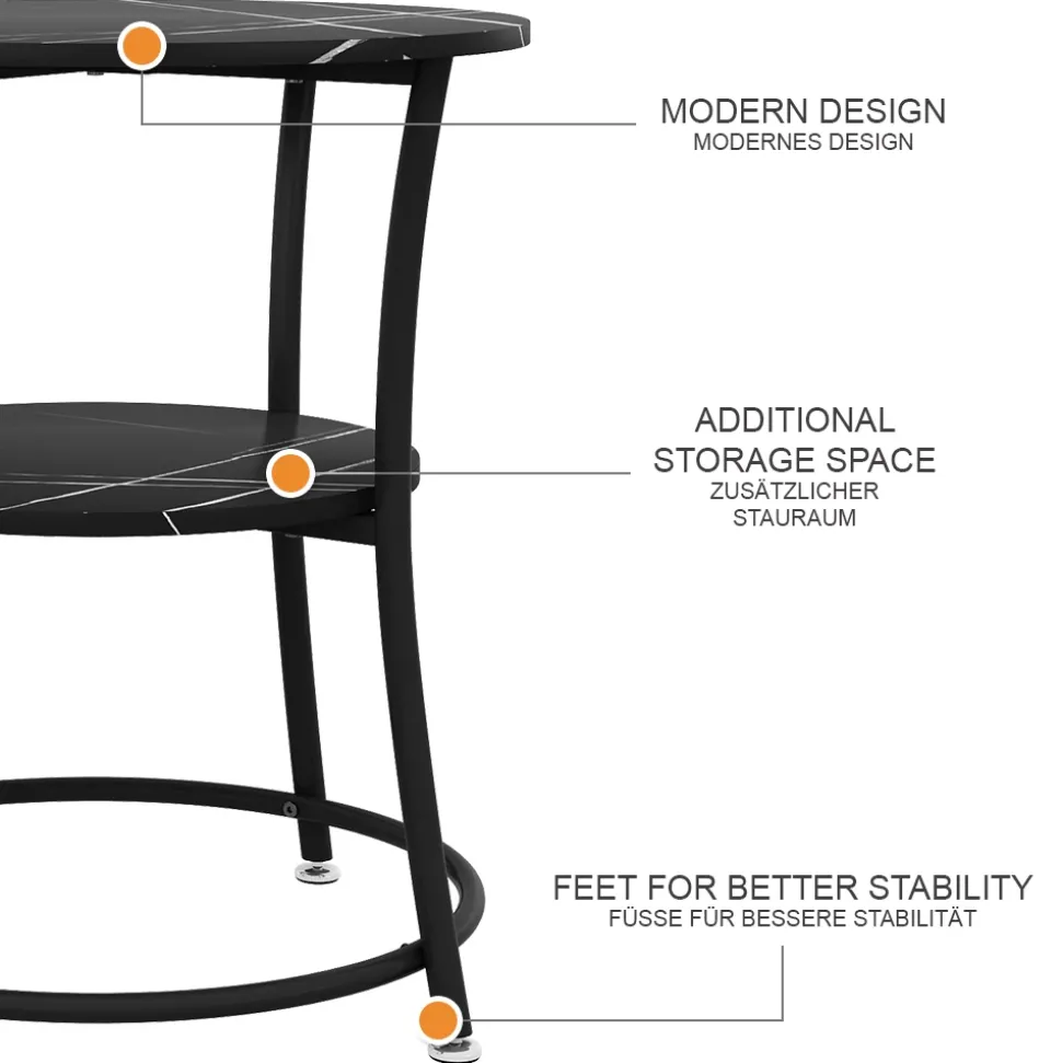 Couchtisch Quebec Marmor 50 x 50 cm mit Ablage Vicco