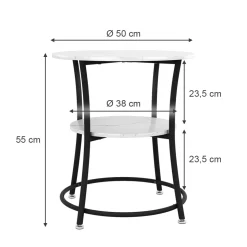 Couchtisch Quebec Marmor Weiß 50 x 50 cm mit Ablage Vicco