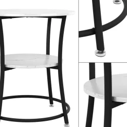 Couchtisch Quebec Marmor Weiß 50 x 50 cm mit Ablage Vicco