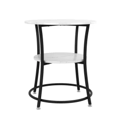 Couchtisch Quebec Marmor Weiß 50 x 50 cm mit Ablage Vicco