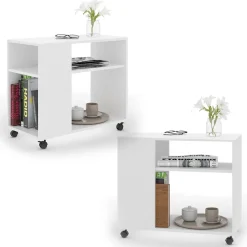 Couchtisch Rolli Weiß 70 x 35 cm Vicco