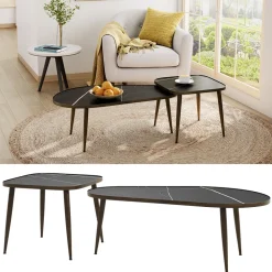 Couchtisch-Set Manitoba Schwarz 105 x 64.5 cm 2 Teile Vicco