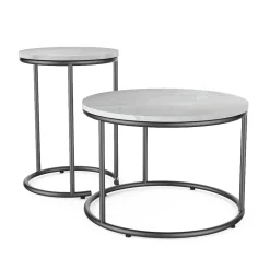 Couchtisch-Set Ottawa Marmor Weiß 55 x 55 cm 2 Teile Vicco