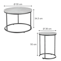 Couchtisch-Set Ottawa Marmor Weiß 55 x 55 cm 2 Teile Vicco