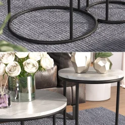 Couchtisch-Set Ottawa Marmor Weiß 55 x 55 cm 2 Teile Vicco