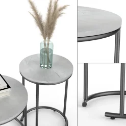 Couchtisch-Set Ottawa Marmor Weiß 55 x 55 cm 2 Teile Vicco