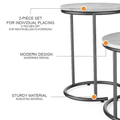 Couchtisch-Set Ottawa Marmor Weiß 55 x 55 cm 2 Teile Vicco