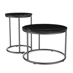 Couchtisch-Set Ottawa Schwarzer Marmor 55 x 55 cm 2 Teile Vicco