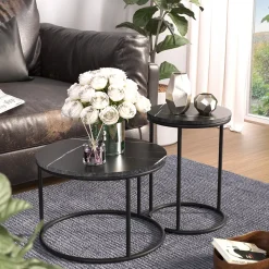 Couchtisch-Set Ottawa Schwarzer Marmor 55 x 55 cm 2 Teile Vicco